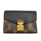 Louis Vuitton Portefeuil Pallas Compact Monogram Trifold Wallet Black Handbag X Brown
