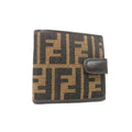 Fendi Wallet Zucca Brown Black Canvas Leather Bifold
