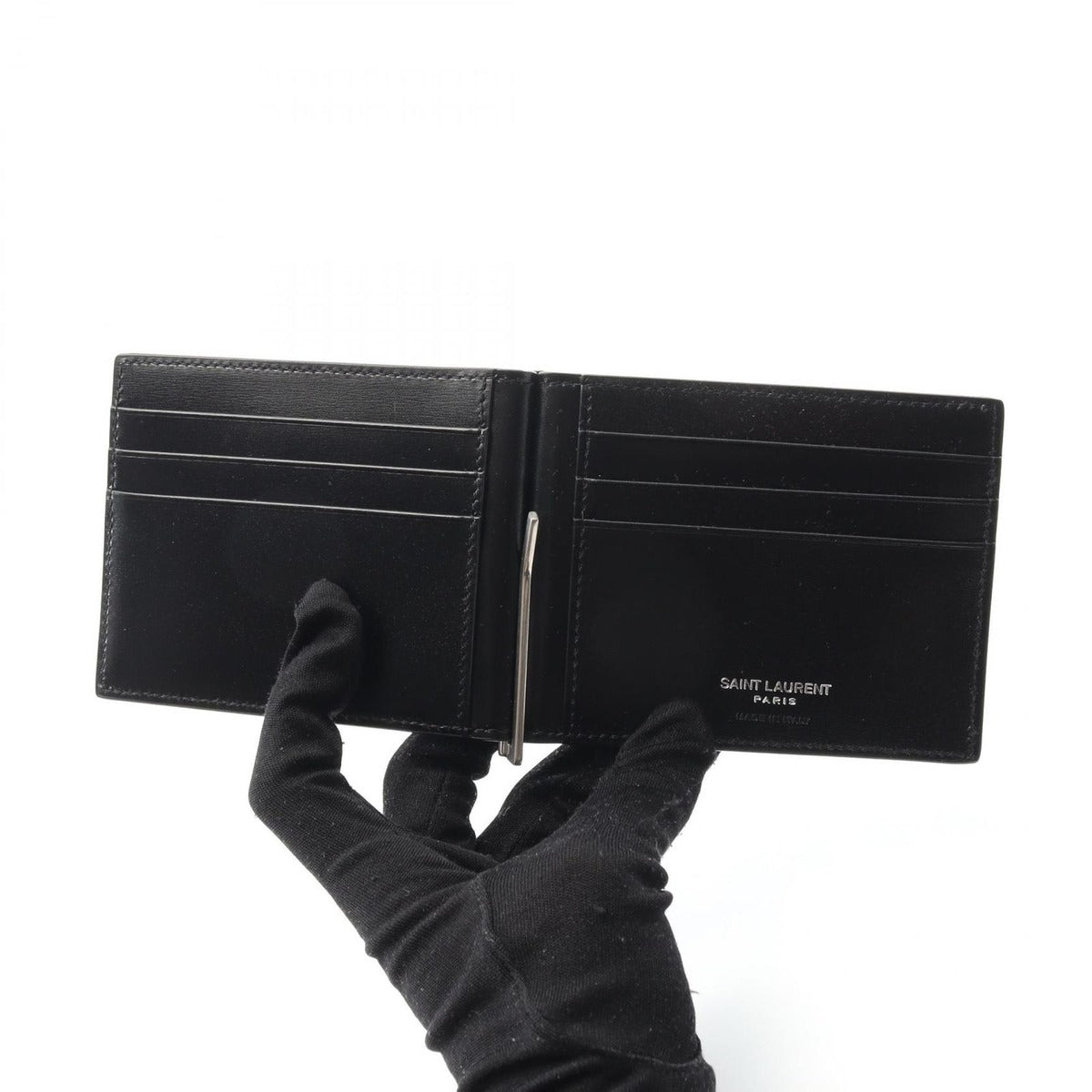 Saint Laurent Paris Bifold Wallet Monogram Nero Leather — view 3