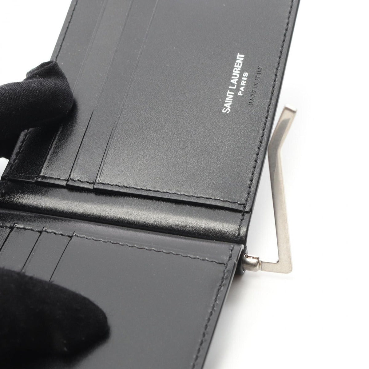 Saint Laurent Paris Bifold Wallet Monogram Nero Leather — view 5
