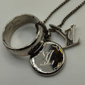 Louis Vuitton Monogram Ring Necklace Silver