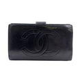 Chanel CC Logo Lambskin Black Bifold Wallet Gold
