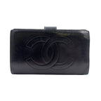 Chanel CC Logo Lambskin Black Bifold Wallet Gold