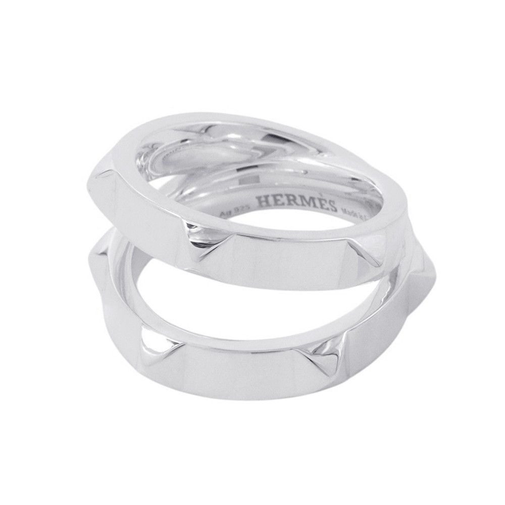 Hermes Ring Cl De-h Double Round Silver 51