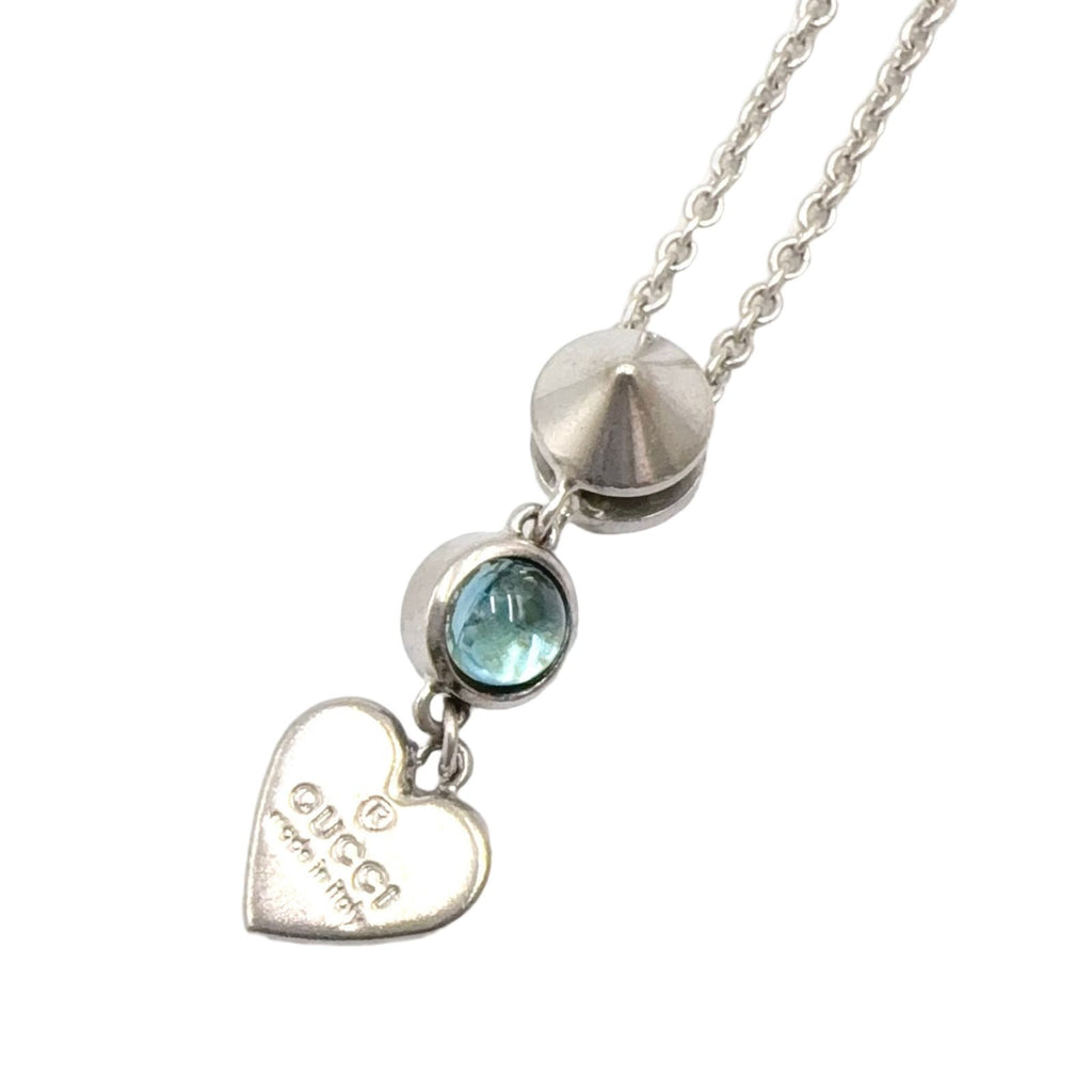 Gucci Heart Motif Blue Topaz Silver Light Necklace