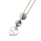 Gucci Heart Motif Blue Topaz Silver Light Necklace