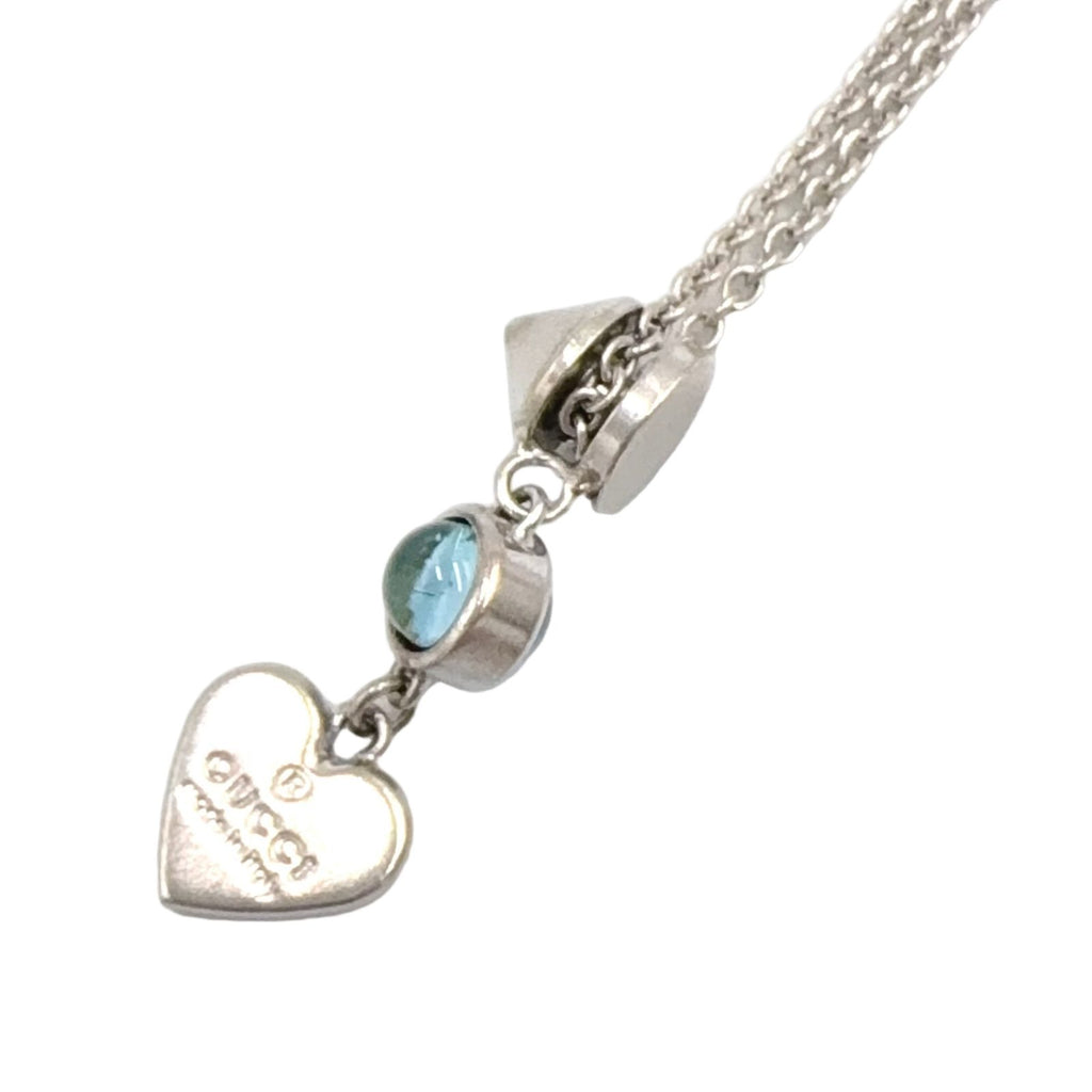 Gucci Heart Motif Blue Topaz Silver Light Necklace — view 2