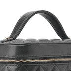 Chanel Quilted Vanity Handbag Caviar Leather Black With Gold Hardware Bag — view 6