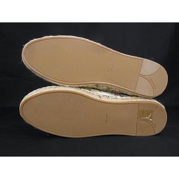 Prada Espadrilles Canvas Swallow Pattern Sneakers 38 Shoes Ivory — view 4