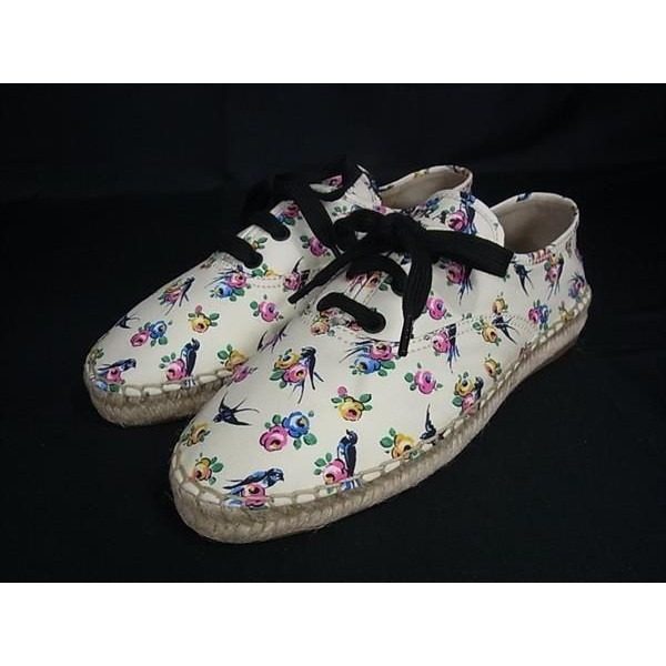 Prada Espadrilles Canvas Swallow Pattern Sneakers 38 Shoes Ivory