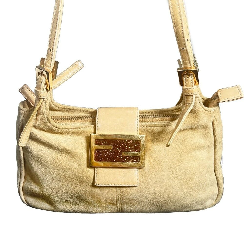 Fendi Mamma Zucca Baguette Pouch Tan Beige Flap Bag Purse — view 2