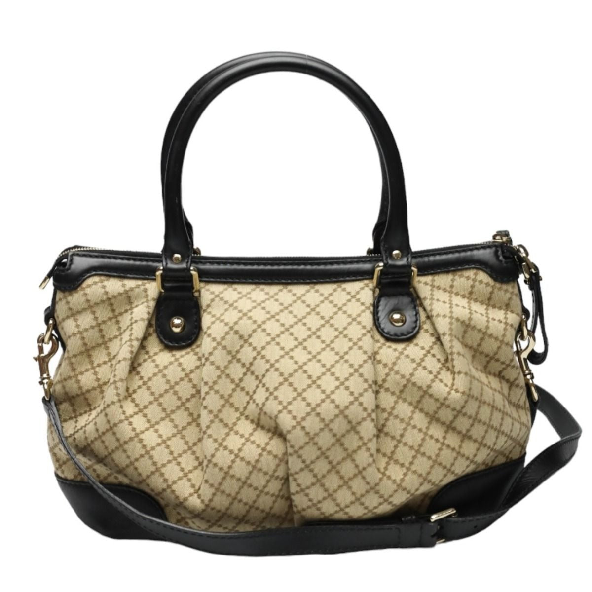 Gucci 2-way Shoulder Bag Diamante Black And Beige