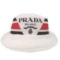 Prada Re Nylon Logo Print Volume Bucket Hat Polyester Polyamide White 0674