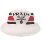 Prada Re Nylon Logo Print Volume Bucket Hat Polyester Polyamide White 0674