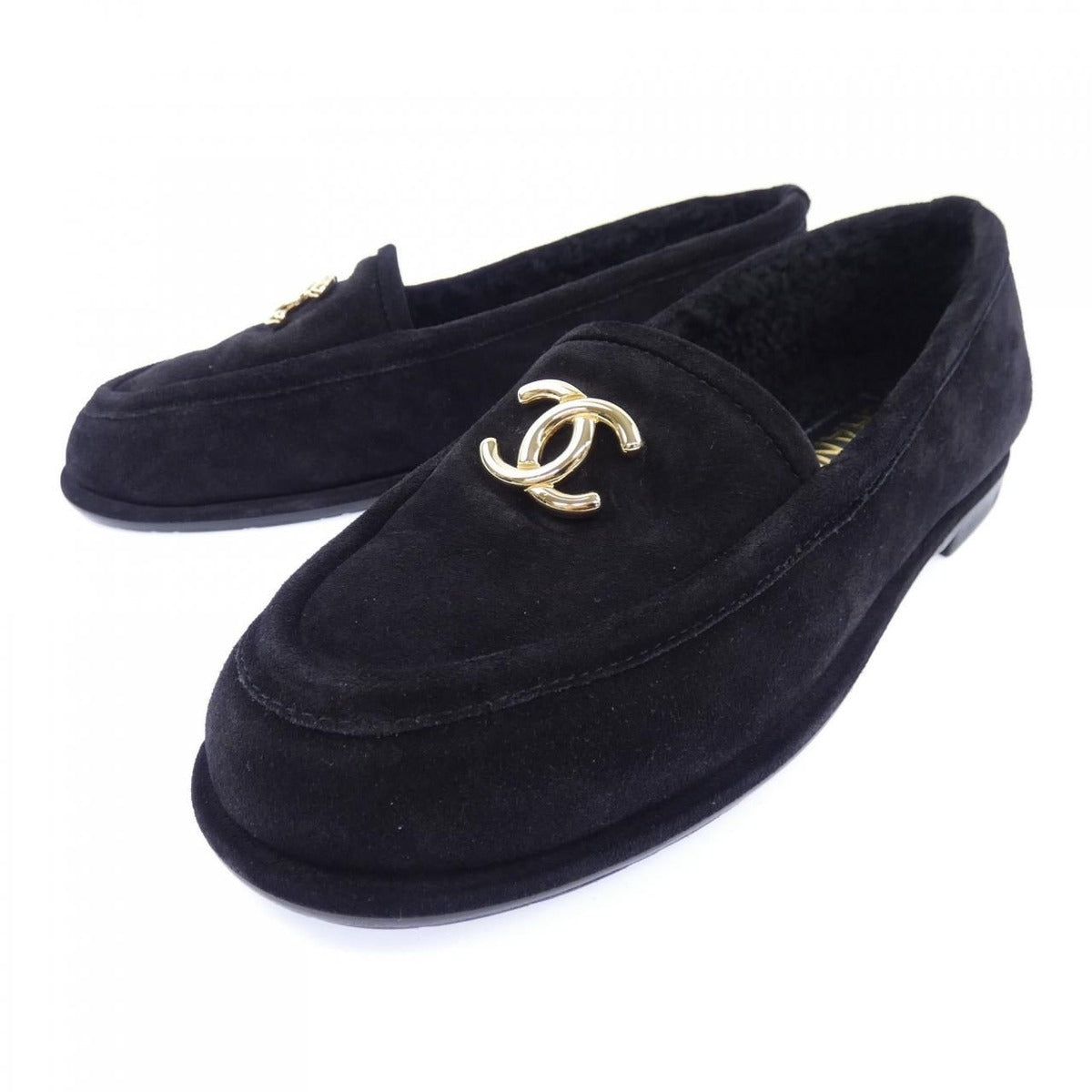 Chanel Moccasins Shoes Suede Black — view 3