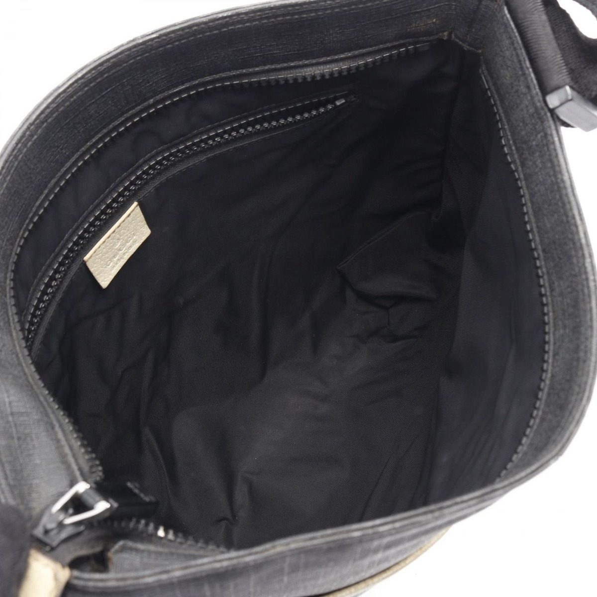 Gucci Shoulder Bag Black Beige Canvas Leather Logo — view 3