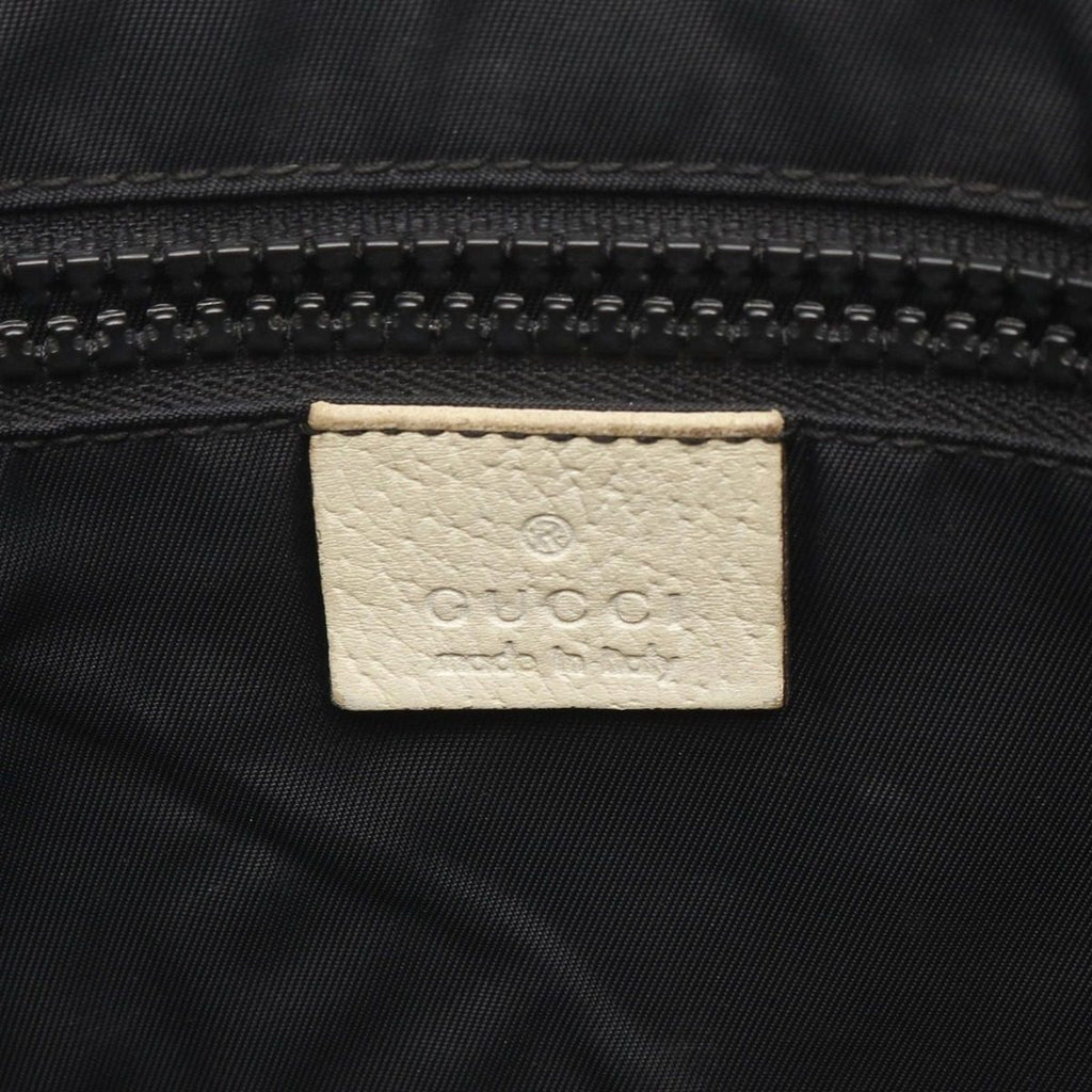 Gucci Shoulder Bag Black Beige Canvas Leather Logo — view 4