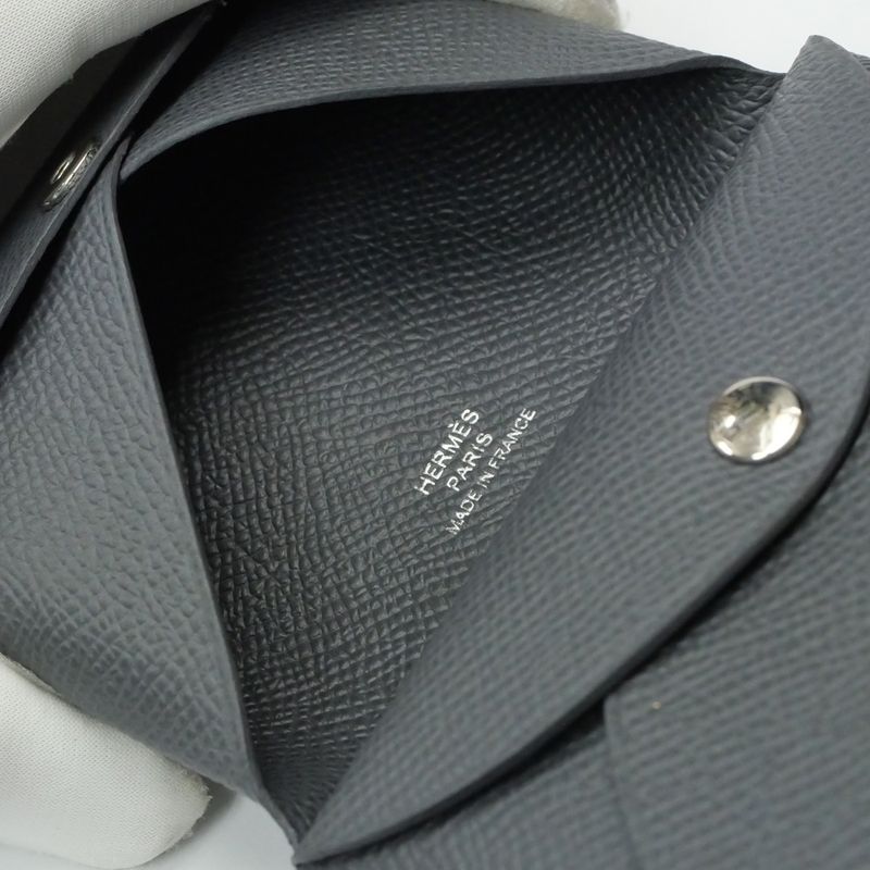 Hermes Calvi Duo Ardoise Epson Coin Case Card Gray — view 6