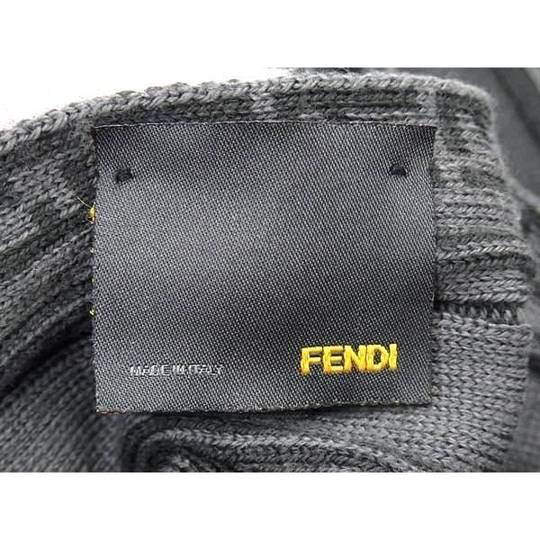 Fendi Muffler Zucchino Black Gray 100% Wool Scarf — view 2