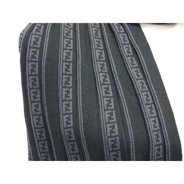 Fendi Muffler Zucchino Black Gray 100% Wool Scarf — view 3