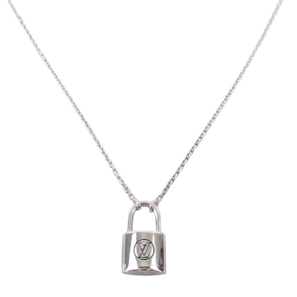 Louis Vuitton LV Logo Pendentif Lockit Necklace Padlock Silver