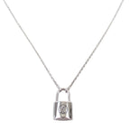 Louis Vuitton LV Logo Pendentif Lockit Necklace Padlock Silver
