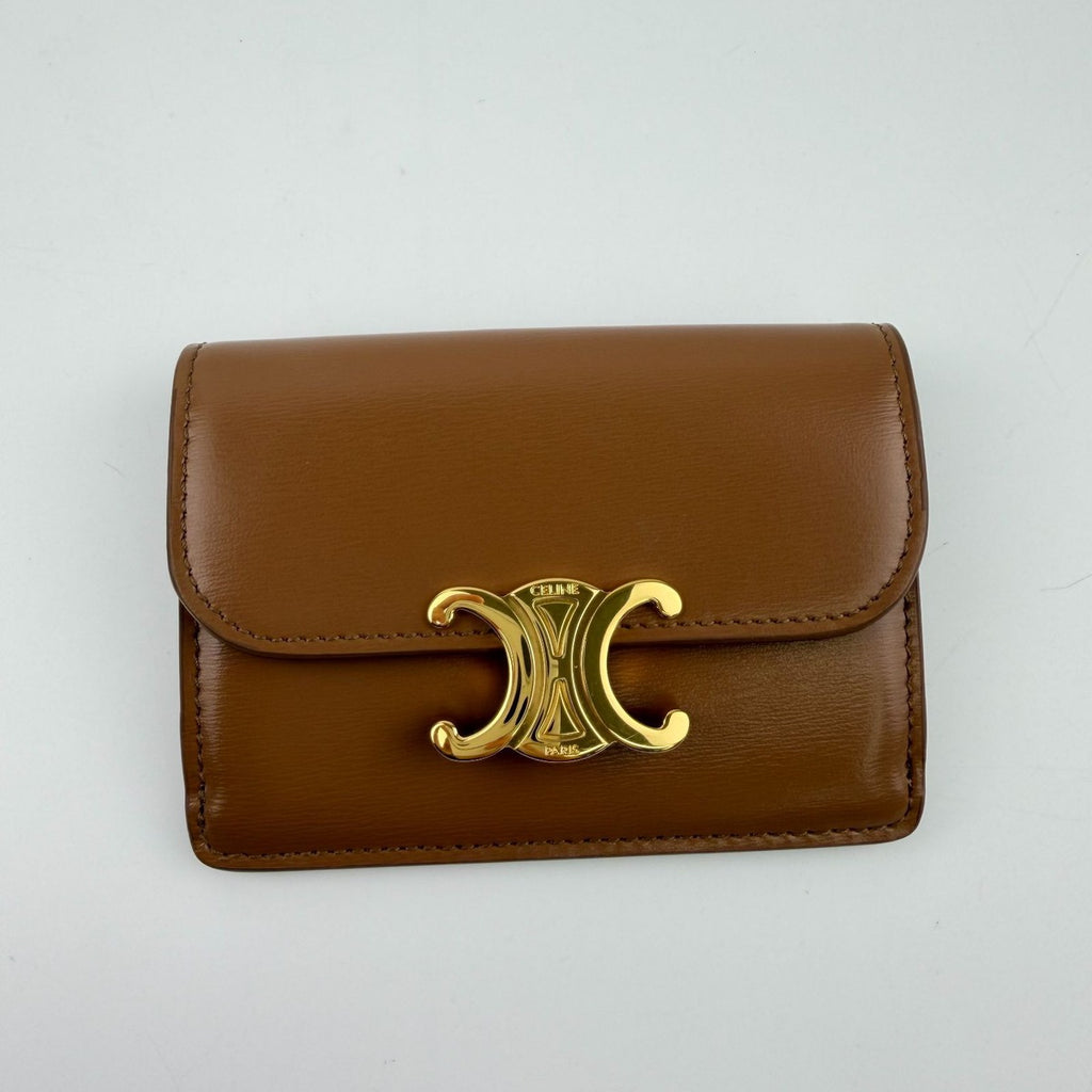 Celine Triomphe Card Holder Brown Leather Vintage — view 2