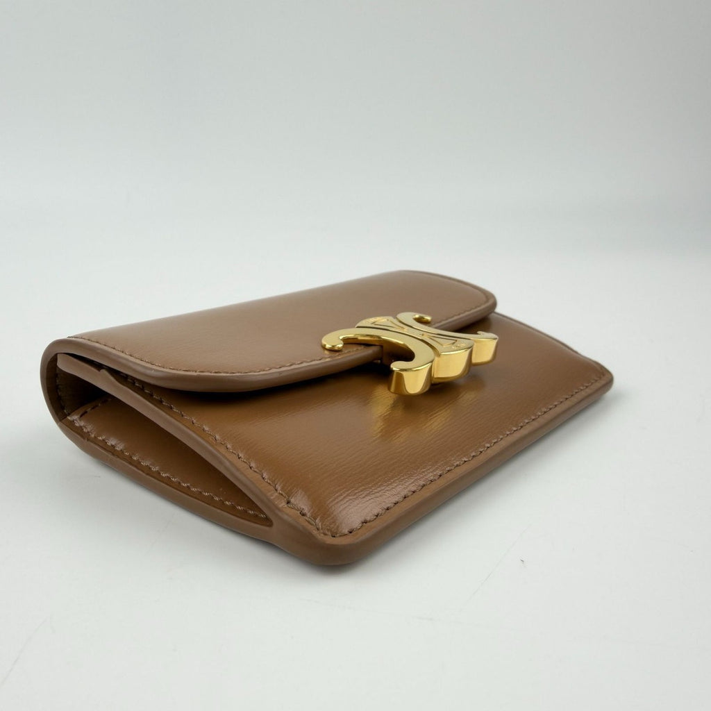 Celine Triomphe Card Holder Brown Leather Vintage — view 8