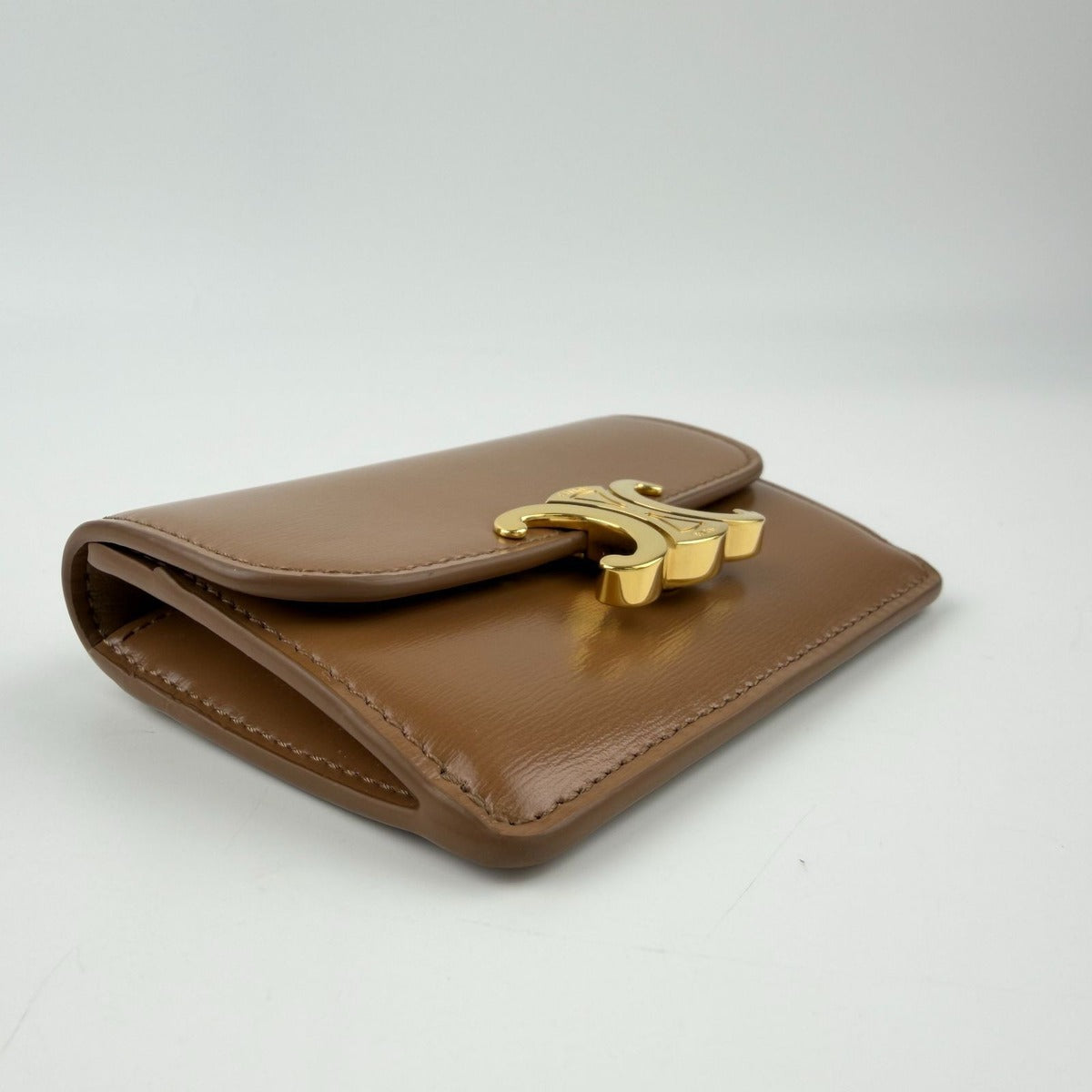 Celine Triomphe Card Holder Brown Leather Vintage — view 8