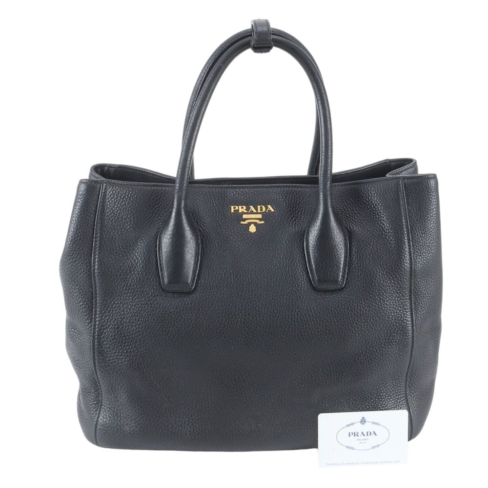 Prada Triangle Logo Leather Tote Shoulder