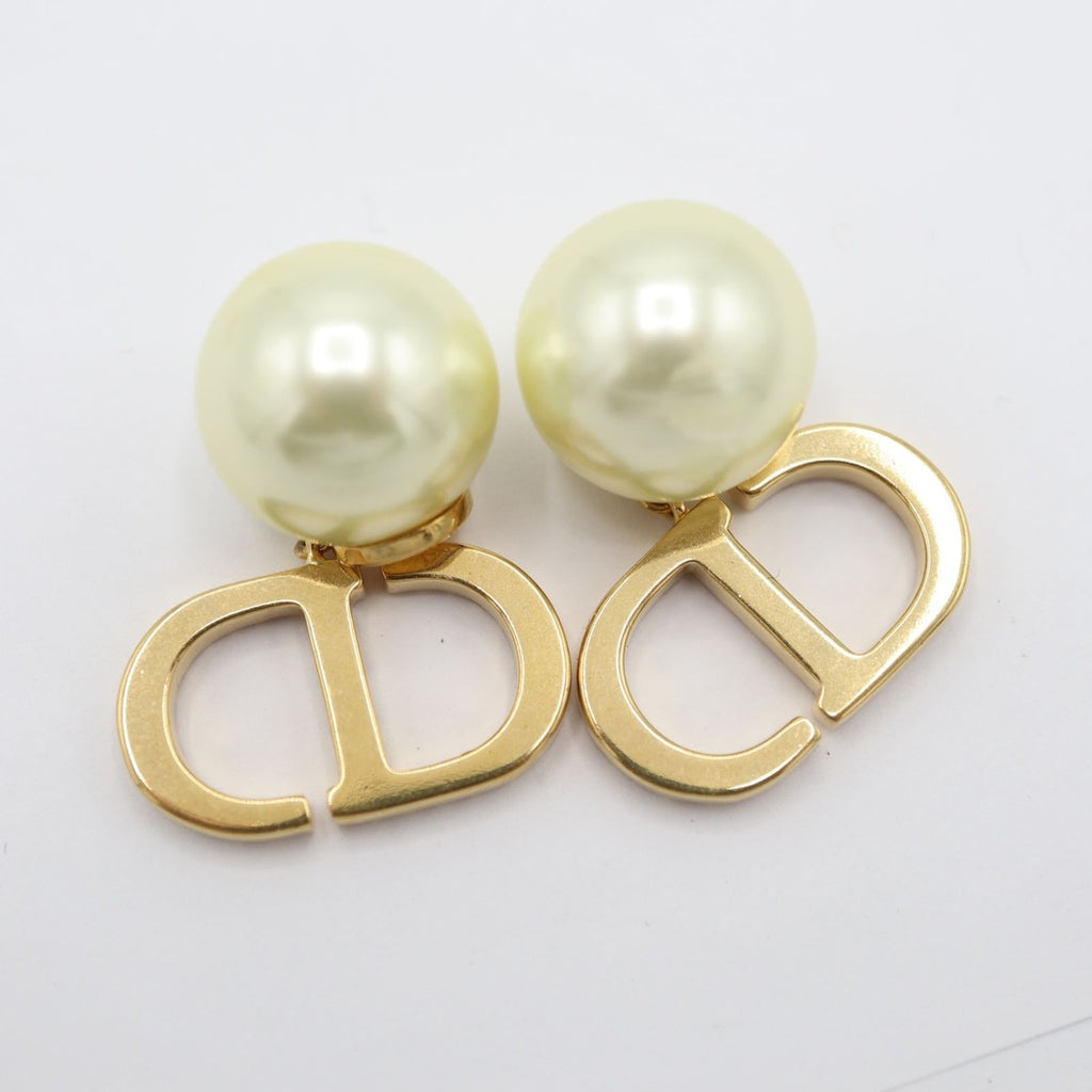 Dior Earrings Faux Pearl Rhinestone Pink — view 5