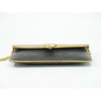 Dior Honeycomb Pattern Chain Shoulder Bag Pochette Leather Black Brown — view 3