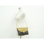 Dior Honeycomb Pattern Chain Shoulder Bag Pochette Leather Black Brown — view 6