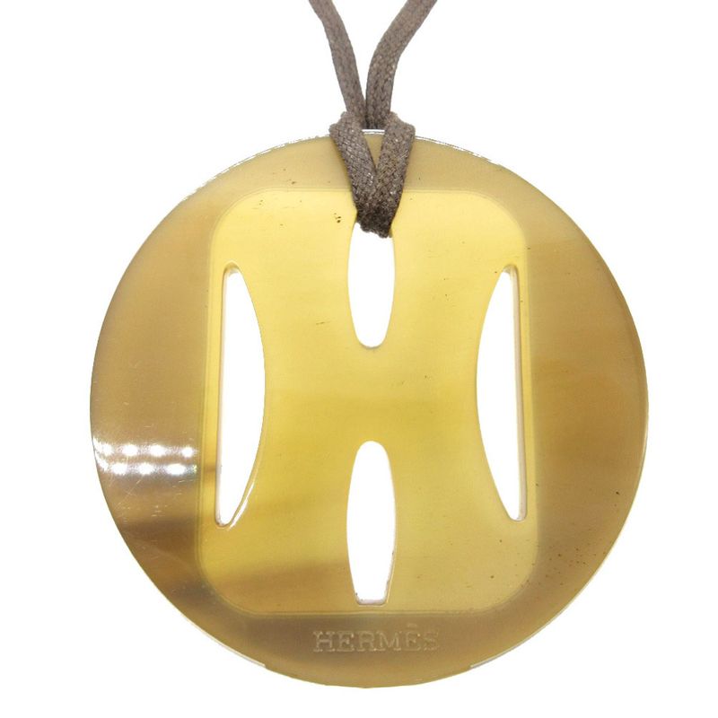 Hermes Buffalo Horn Necklace White Brown 0219 — view 3