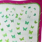 Hermes Shawl Pareo Cotton Purple White Green Butterfly Large Scarf — view 5