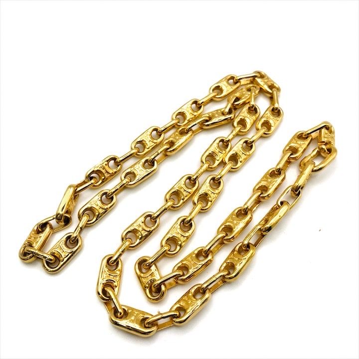 Celine Triomphe Long Chain Necklace Gold — view 4