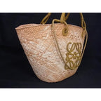 Loewe Anagram Straw Leather Basket Bag Handbag Tote Women Beige Ft0538 — view 2