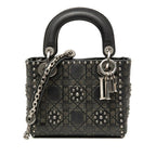 Dior Cannage Lady Studded Handbag Chain Shoulder Bag 2WAY Black Leather — view 2