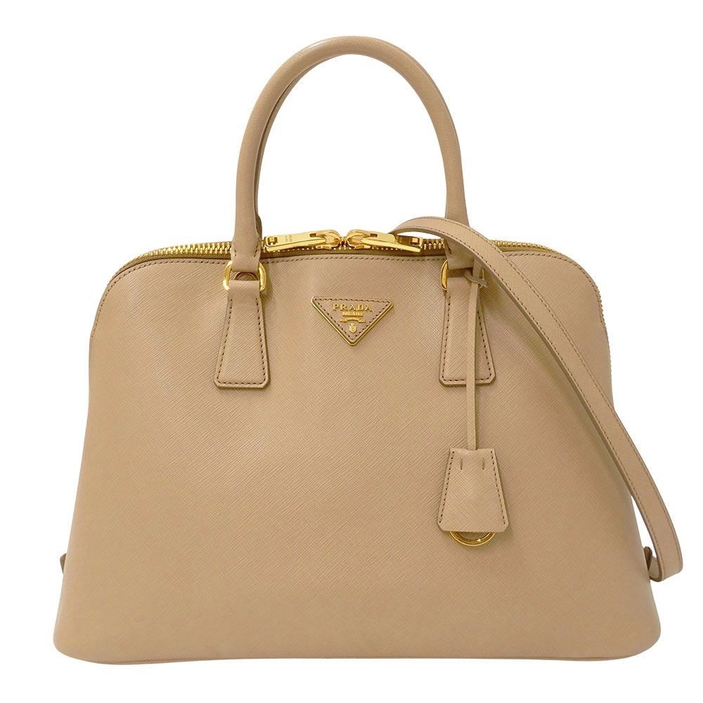 Prada 2-Way Shoulder Bag Saffiano Promenade Beige Commuting to School