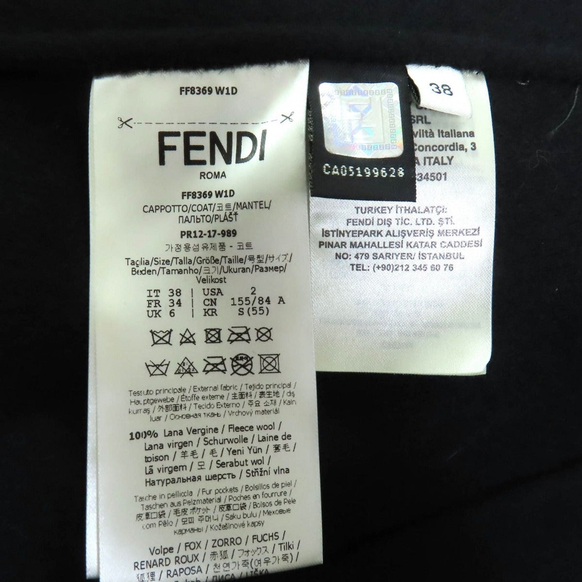 Fendi Ff8369 100% Wool Fox Fur Pocket No Collar — view 9