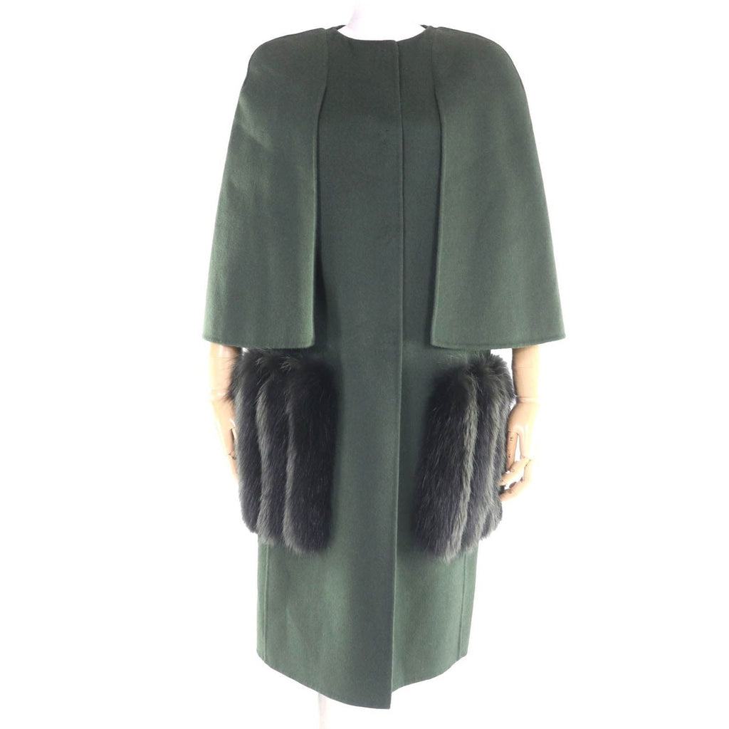 Fendi Ff8369 100% Wool Fox Fur Pocket No Collar