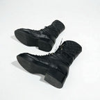 Chanel Boots Short Shoes Leather Black Coco Mark Quilted Lace Up Middle — view 6