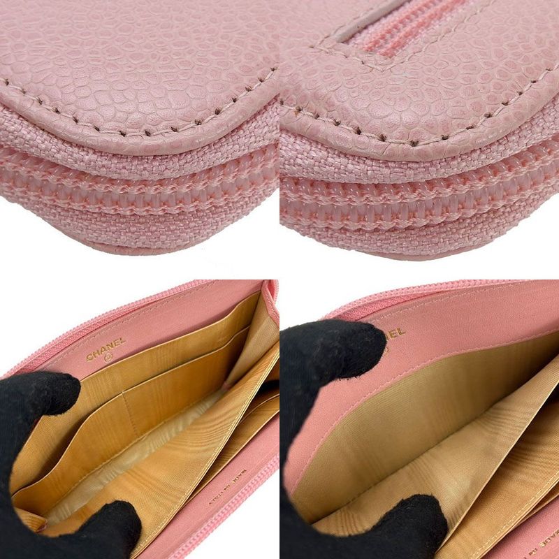 Chanel Round Zipper Long Wallet Caviar Leather 9 th Coco Mark — view 6