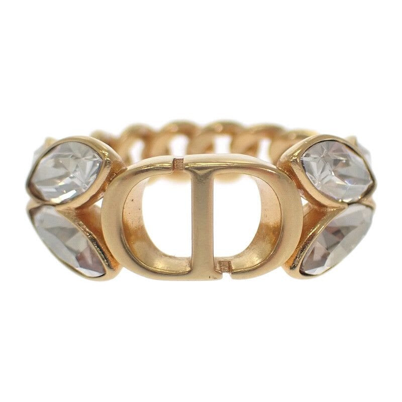 Christian Dior 30 Montaigne Ring M Size R2513 Womcy d03 S GP Metal Crystal
