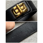 Prada Saffiano Leather Logo Belt Bracelet Turnlock Black Gold Size — view 4