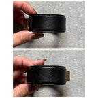 Prada Saffiano Leather Logo Belt Bracelet Turnlock Black Gold Size — view 7