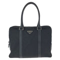 Prada Tessuto Saffiano Black Silver Nylon Leather Business Tote