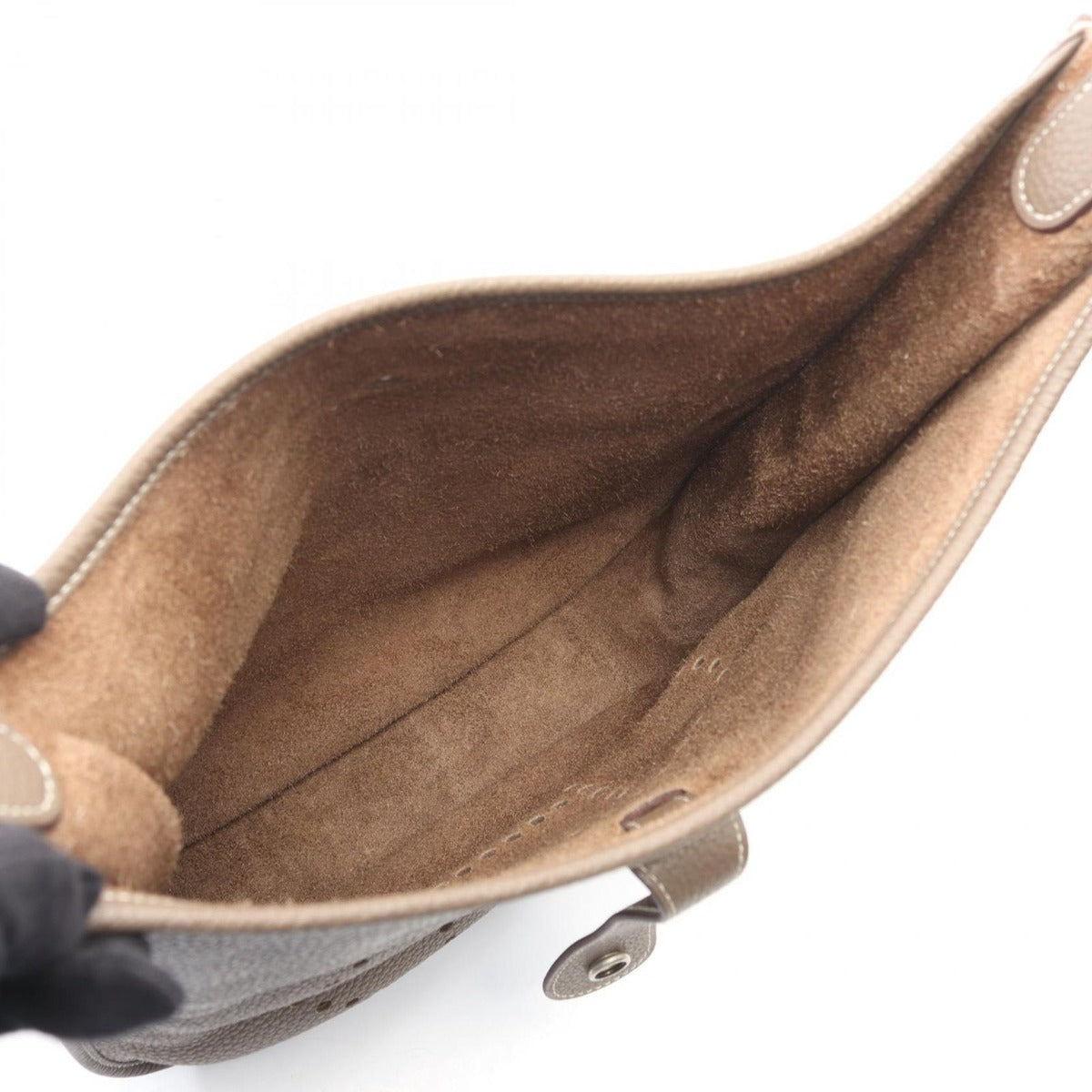 Hermes Shoulder Bag Evelyne 1 Anne GM Etoupe Leather — view 3