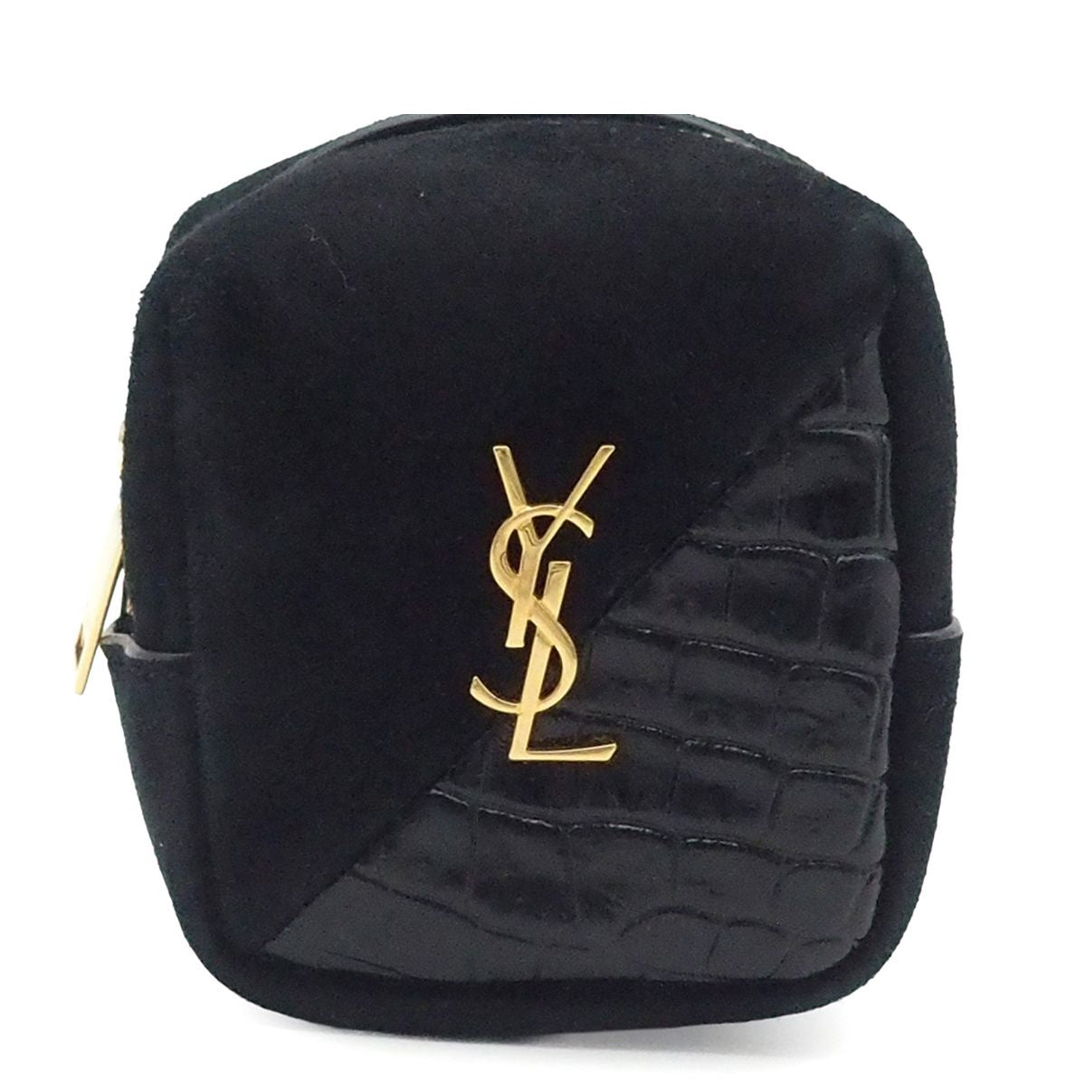 Saint Laurent Jamie Cube Black Suede Leather Mini Pouch