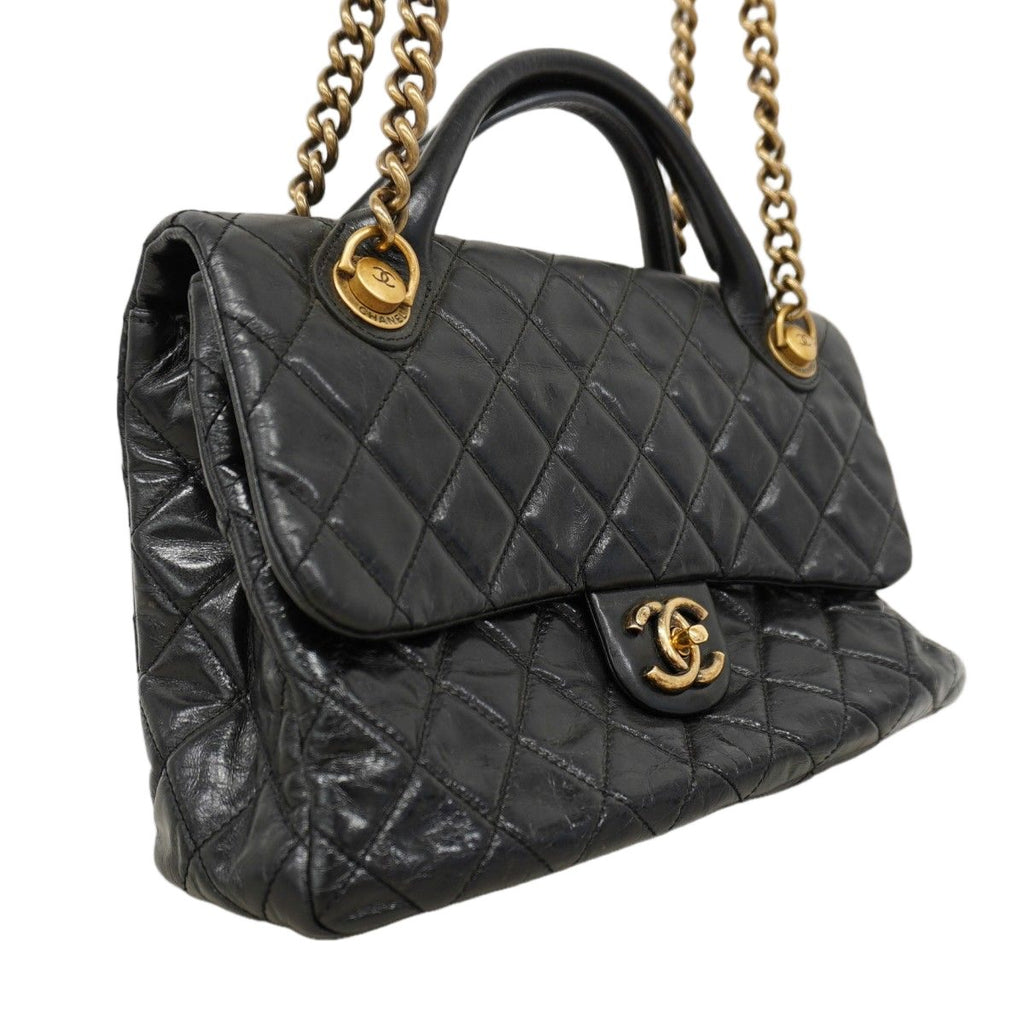 Chanel Handbag Quilted Lambskin Black Gold 2-Way — view 2